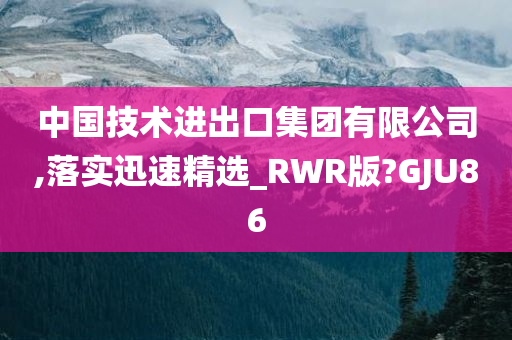 中国技术进出口集团有限公司,落实迅速精选_RWR版?GJU86