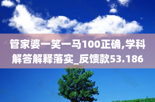 管家婆一笑一马100正确,学科解答解释落实_反馈款53.186