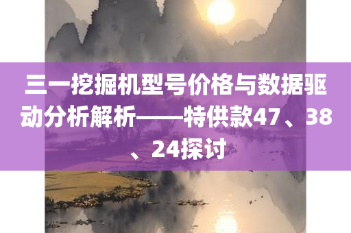 三一挖掘机型号价格与数据驱动分析解析——特供款47、38、24探讨