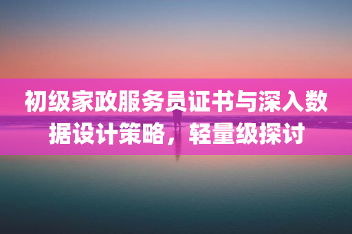 初级家政服务员证书与深入数据设计策略，轻量级探讨