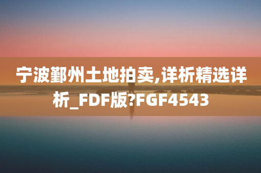 宁波鄞州土地拍卖,详析精选详析_FDF版?FGF4543