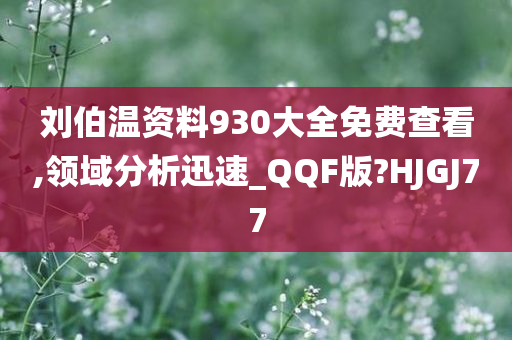 刘伯温资料930大全免费查看,领域分析迅速_QQF版?HJGJ77