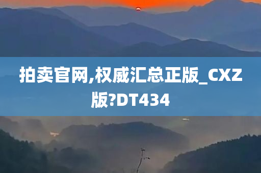 拍卖官网,权威汇总正版_CXZ版?DT434