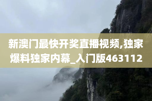 新澳门最快开奖直播视频,独家爆料独家内幕_入门版463112