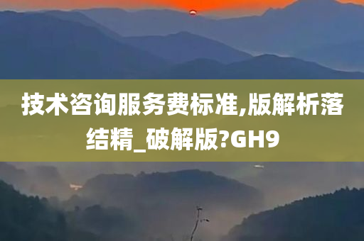 技术咨询服务费标准,版解析落结精_破解版?GH9