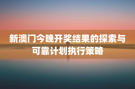 新澳门今晚开奖结果的探索与可靠计划执行策略