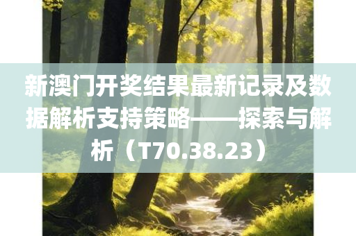 新澳门开奖结果最新记录及数据解析支持策略——探索与解析（T70.38.23）