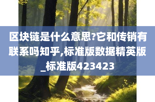 区块链是什么意思?它和传销有联系吗知乎,标准版数据精英版_标准版423423