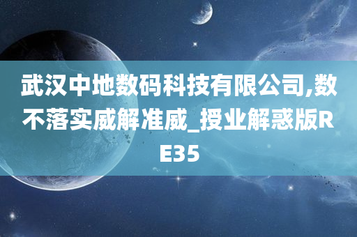 武汉中地数码科技有限公司,数不落实威解准威_授业解惑版RE35