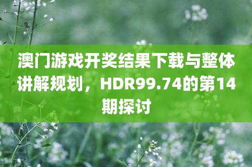 澳门游戏开奖结果下载与整体讲解规划，HDR99.74的第14期探讨