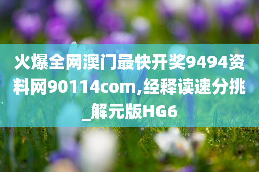 火爆全网澳门最快开奖9494资料网90114com,经释读速分挑_解元版HG6