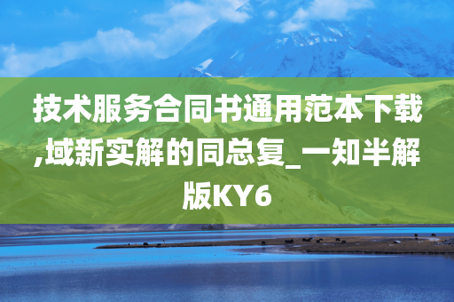 技术服务合同书通用范本下载,域新实解的同总复_一知半解版KY6