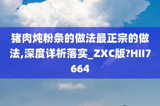 猪肉炖粉条的做法最正宗的做法,深度详析落实_ZXC版?HII7664