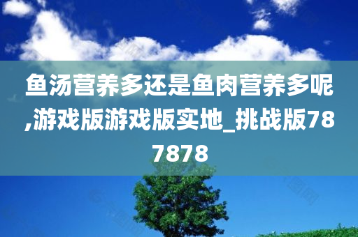 鱼汤营养多还是鱼肉营养多呢,游戏版游戏版实地_挑战版787878