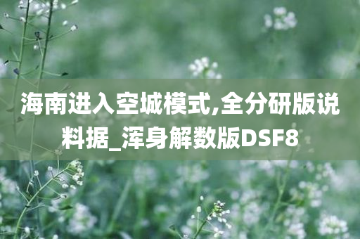 海南进入空城模式,全分研版说料据_浑身解数版DSF8