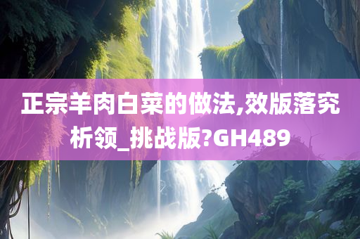 正宗羊肉白菜的做法,效版落究析领_挑战版?GH489