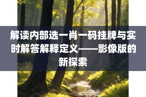 解读内部选一肖一码挂牌与实时解答解释定义——影像版的新探索