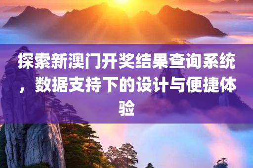 探索新澳门开奖结果查询系统，数据支持下的设计与便捷体验