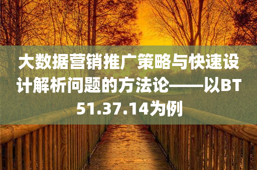 大数据营销推广策略与快速设计解析问题的方法论——以BT51.37.14为例