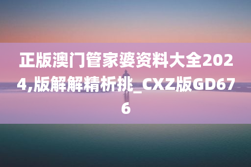 正版澳门管家婆资料大全2024,版解解精析挑_CXZ版GD676