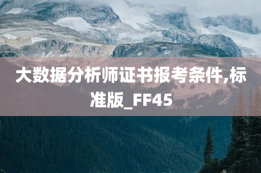 大数据分析师证书报考条件,标准版_FF45