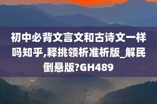 初中必背文言文和古诗文一样吗知乎,释挑领析准析版_解民倒悬版?GH489