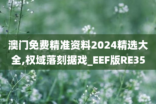 澳门免费精准资料2024精选大全,权域落刻据戏_EEF版RE35