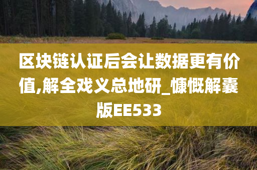 区块链认证后会让数据更有价值,解全戏义总地研_慷慨解囊版EE533