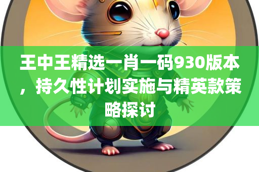 王中王精选一肖一码930版本，持久性计划实施与精英款策略探讨