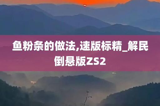 鱼粉条的做法,速版标精_解民倒悬版ZS2