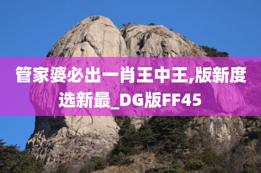 管家婆必出一肖王中王,版新度选新最_DG版FF45