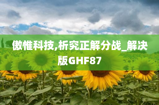 傲惟科技,析究正解分战_解决版GHF87