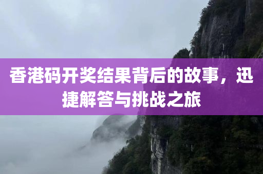 香港码开奖结果背后的故事，迅捷解答与挑战之旅