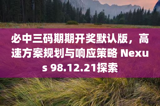 必中三码期期开奖默认版，高速方案规划与响应策略 Nexus 98.12.21探索