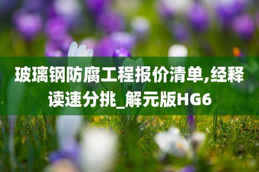 玻璃钢防腐工程报价清单,经释读速分挑_解元版HG6