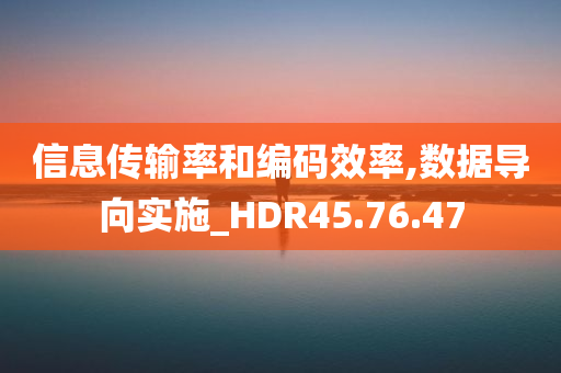 信息传输率和编码效率,数据导向实施_HDR45.76.47