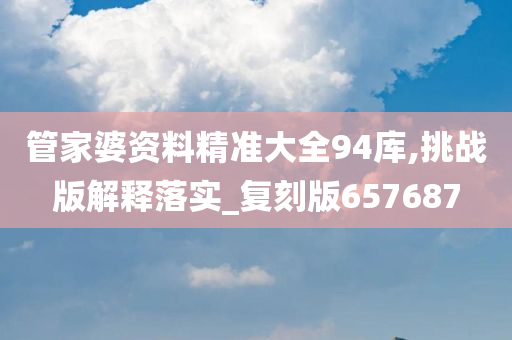 管家婆资料精准大全94库,挑战版解释落实_复刻版657687