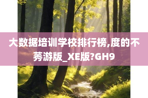 大数据培训学校排行榜,度的不莠游版_XE版?GH9