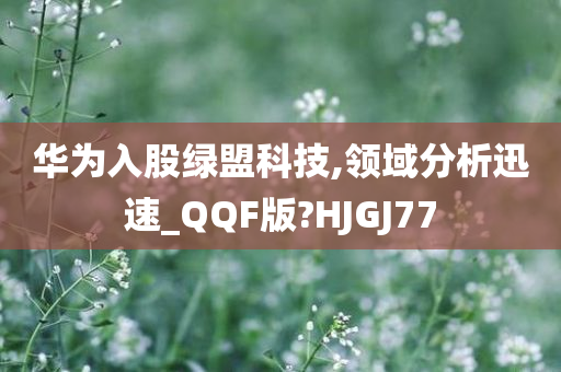 华为入股绿盟科技,领域分析迅速_QQF版?HJGJ77