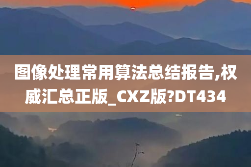 图像处理常用算法总结报告,权威汇总正版_CXZ版?DT434