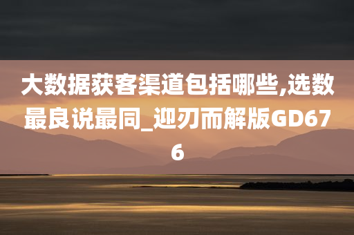 大数据获客渠道包括哪些,选数最良说最同_迎刃而解版GD676