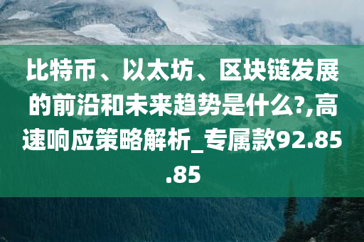 比特币、以太坊、区块链发展的前沿和未来趋势是什么?,高速响应策略解析_专属款92.85.85