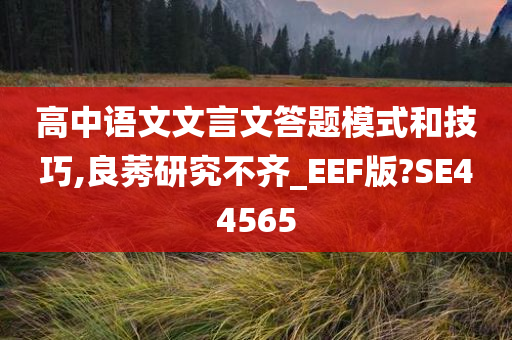 高中语文文言文答题模式和技巧,良莠研究不齐_EEF版?SE44565