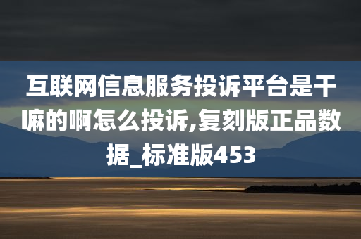 互联网信息服务投诉平台是干嘛的啊怎么投诉,复刻版正品数据_标准版453