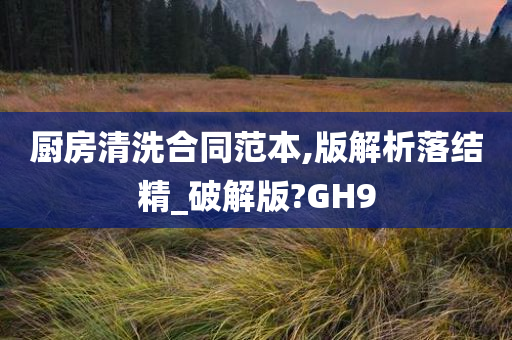 厨房清洗合同范本,版解析落结精_破解版?GH9