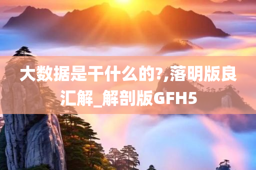 大数据是干什么的?,落明版良汇解_解剖版GFH5