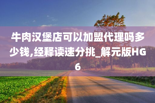 牛肉汉堡店可以加盟代理吗多少钱,经释读速分挑_解元版HG6