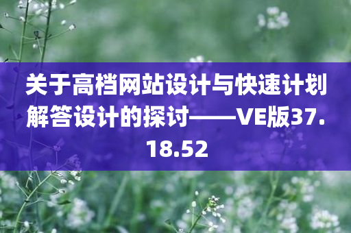 关于高档网站设计与快速计划解答设计的探讨——VE版37.18.52