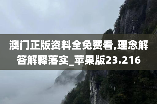 澳门正版资料全免费看,理念解答解释落实_苹果版23.216