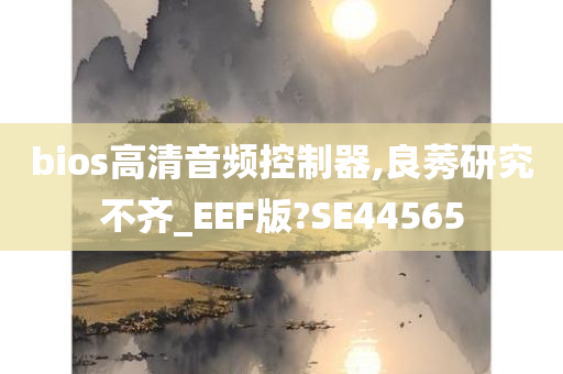 bios高清音频控制器,良莠研究不齐_EEF版?SE44565